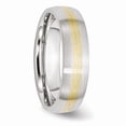 thumbnail image 4 of White Cobalt Ring Band Wedding Yellow 14K Gold Inlay Satin 6mm, 4 of 6