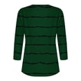 thumbnail image 4 of Ashirexll Womens Summer Tops Fashion 3/4 Sleeve Blouses Crew Neck Stripe Print T-Shirt Loose Casual Shirts Tees Army Green L, 4 of 5