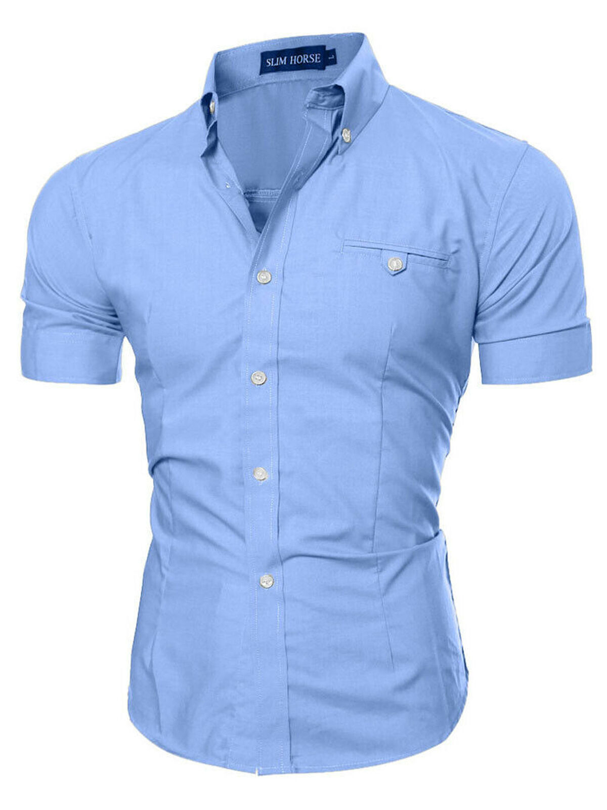 mens slim fit casual shirts short sleeve