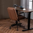 thumbnail image 5 of PAPROOS Office Chair with Arms, Mid Back Home Office Desk Chair with Padded Armrest, Ergonomic PU Leather Task Chair Rolling Swivel Chair with Wheels, Brown, 5 of 10