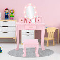 thumbnail image 6 of Bophy Girls' Vanity Table and Chair Set with Light, Kids Makeup Dressing Table with Wood Makeup Playset Toy, Kids Vanity Set with Mirror & Drawer for Age 4-9, Pink (STM-101PA), 6 of 8
