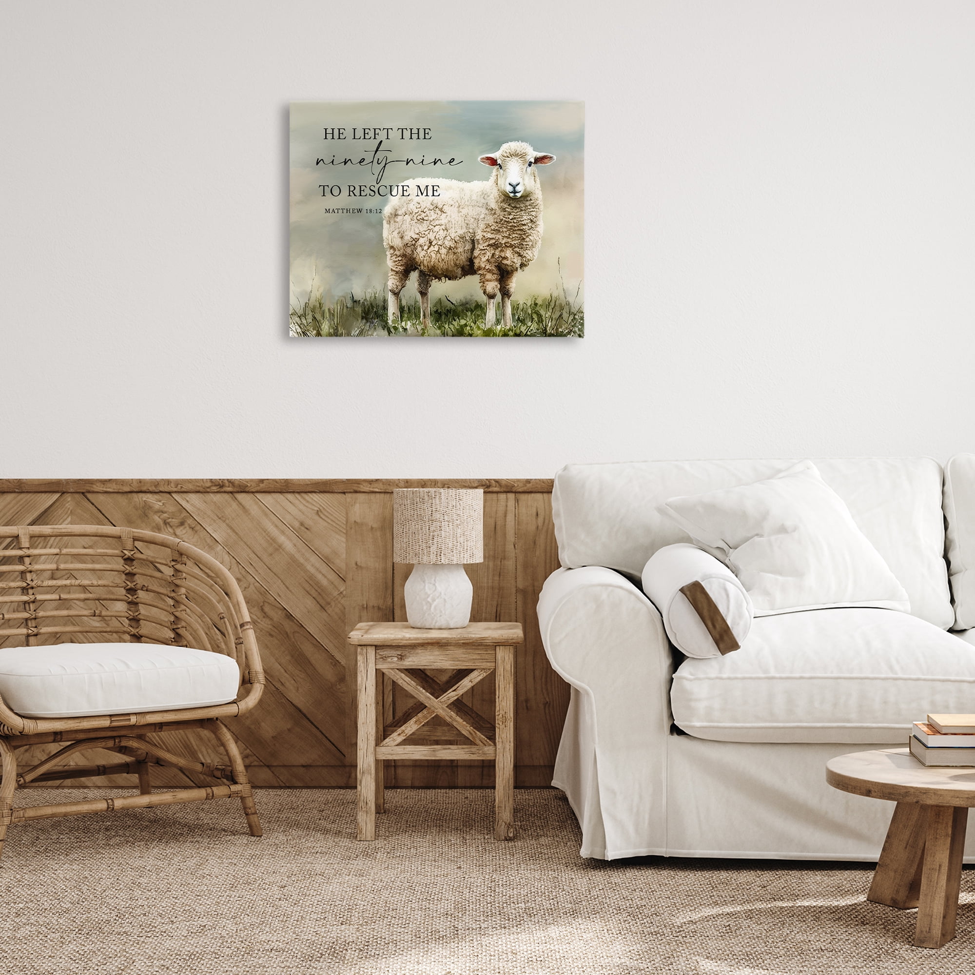 Stupell Industries Left The Ninety Nine Proverb Religious & Spiritual Painting Wrapped Canvas Art Print Wall Art, 30 x 24