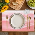 thumbnail image 4 of Pink Striped Placemats Set of 4, Modern Abstract Art Wave Moire Gradient Placemats for Dining Table, Place Mats for Kitchen Tabletop, Waterproof Wipeable Dining Table Mats Set, 4 of 9