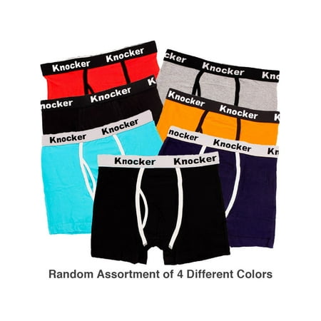 Knocker Men's 4 Pack of Stretch Cotton Color Boxer Briefs