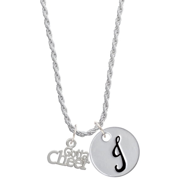 Delight Jewelry Silvertone Gotta Cheer Silvertone Script Initial Disc - J - Charm Necklace, 20"+3"