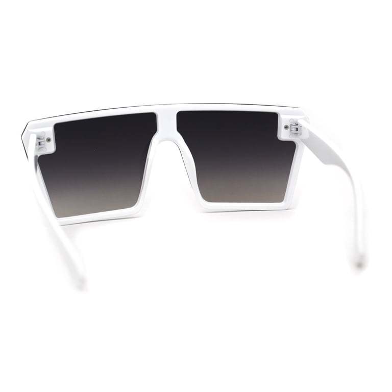 Womens Retro Oversize Angular Flat Top Shield Plastic Frame  display picture 1