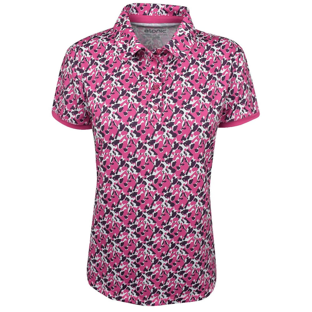 Etonic- Ladies Short Sleeve Polo Magenta Abstract Floral Print Extra ...