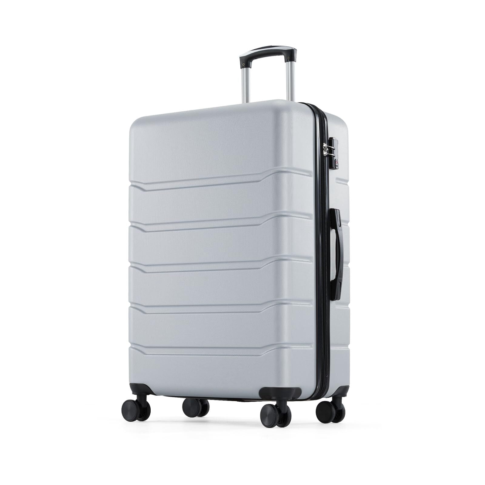 Kelno Carry On Luggage with Spinner Wheels ABS Hard Shell Suitcase Expandable Rolling Luggage with TSA Lock, Light Gray