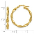 thumbnail image 3 of FB Jewels Leslie's 14K Yellow Gold Polished and Textured Twisted Hoop Earrings, 3 of 3