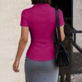 thumbnail image 7 of UDAUDU Button Down Shirts for Women Short Sleeve Casual Business Work Fitted Collared Blouse Office Basic Summer Tops Hot Pink L, 7 of 7