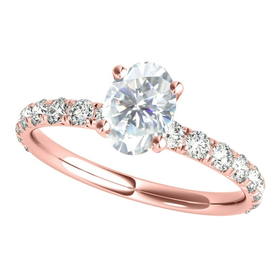 10K Rose Gold 1.55 Carat Natural Diamond Moissanite Engagement Rings For Womens In Ring Size 5