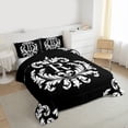 thumbnail image 3 of Homewish Initial Letter R Full Size Comforter Sets,Rustic Victorian Flower Bedding Comforter Set,White Damask Print Bedding Sets For Girl,Breathable Bedroom Decoration Reversible,3pcs, 3 of 8