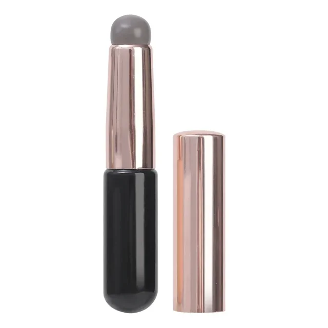 Pincel de silicona para maquillaje de labios mejorado con tapa, pinceles multifuncionales de cabeza redonda suave, 4 piezas, pincel para bálsamo labial y lápiz labial