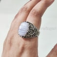 thumbnail image 5 of Blue Lace Agate Mens Ring, Silver Jewelry, 925 Silver Ring, Father's Day, AAA Natural Agate, Birthstone Ring, Heavy Mens Ring, Spiritual Healing Gemstone, Christmas, Plain Mens Ring, 5 of 7
