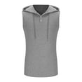 thumbnail image 2 of BiZtdJrK Men's Workout Hooded Tank Tops Sleeveless Gym Cotton Vest Hoodies Muscle Fit Cut Off Shirt Solid Casual Button V Neck Henley Shirts Gray M, 2 of 5