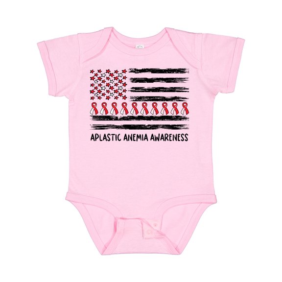 Inktastic Aplastic Anemia Awareness Red and White Ribbons and Flag Boys or Girls Baby Bodysuit