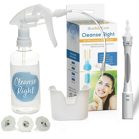 Cleanse Right - Ear Wax Removal Tool Kit- Electronic Ear Wax Remover, Soft Silicone Spiral Earwax Remover Tool, Wash Basin, 8 Ear Curettes, 20 Disposable Tips! - Cleaner Tool to Remove Ear Blockage