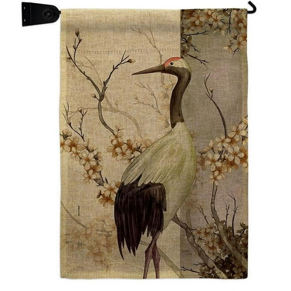 Breeze Decor GS120264-DB-04 Red Crowned Crane Animals Bird 13 x 18.5. in. Double-Sided Decorative Vertical House Garden Flag Set for Decoration Banner Yard Gift