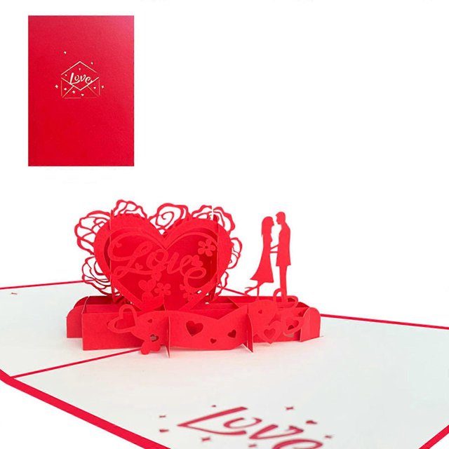 Tarjeta emergente de corazón de amor para el Día de San Valentín. Tarjetas de felicitación emergentes 3D para aniversario de bodas, cualquier ocasión, esposa o esposo.