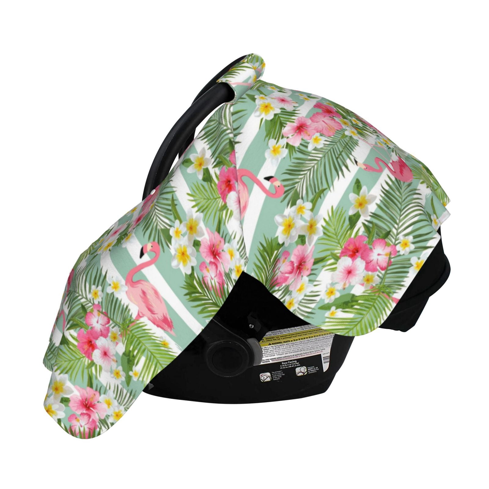 Naloa Tropical Flamingo Baby Car Seat Cover, Breathable Baby Carrier Cover, Multiuse Baby Carrier Cover & Nursing Breastfeeding Cover
