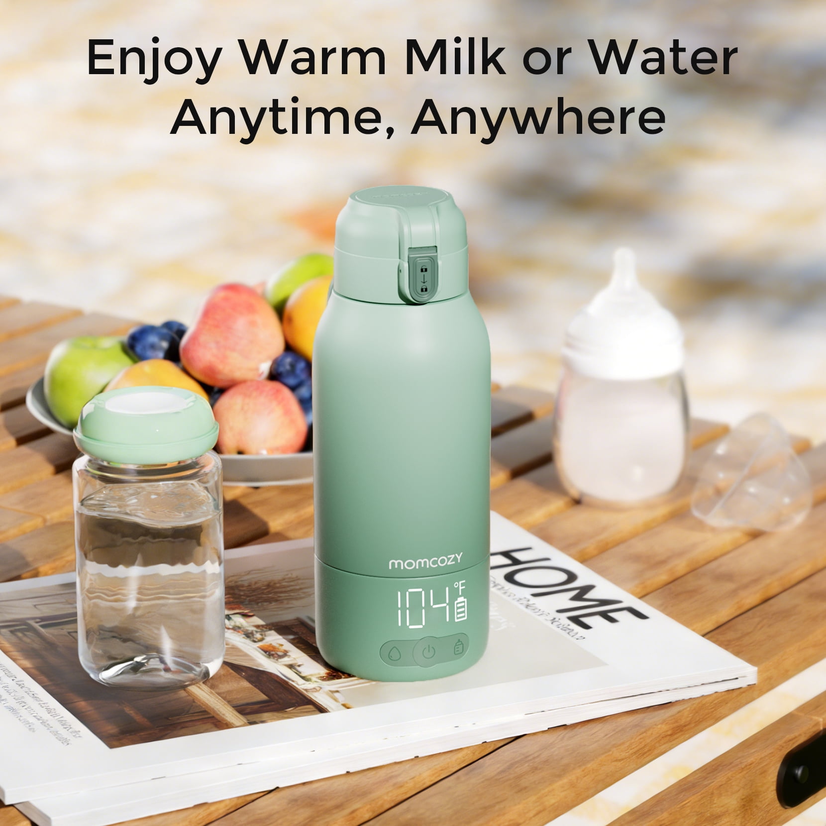 Momcozy Portable Milk Warmer for Travel – Dual Heating Modes for Breast Milk & Water, Portable Bottle Warmer, 16.99 Ounces