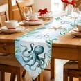 thumbnail image 2 of Table Runners 60 Inches Long, Octopus Coastal Cotton Linen Kitchen Dining Coffee Table Runner for Party Home Decor, Summer Beach Nautical Starfish Compass Tabletop Dresser Scarves Runner 13x60 Inch, 2 of 9