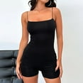 thumbnail image 2 of Timegard Womens Bodysuits Square Neck Spaghetti Strap Slim Fitting Comfy Short Rompers Summer Casual, 2 of 7
