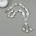 thumbnail image 3 of K-KED Freshwater Cultured White Keshi Baroque Pearl CZ Pendant Necklace Earrings Sets-necklace, 3 of 6