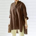 thumbnail image 2 of Seductiva Women Long Sleeve Tops Shirts Women Women's Oversized Linen Shirts Blouses Tops Long Sleeve High Up Shirts Casual Collared Blouses Loose Fit Lightweight Soft, 2 of 8