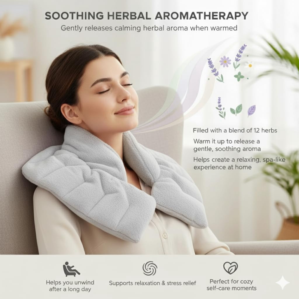 Herbal Concepts Microwavable Neck and Shoulder Wrap, Hot and Cold Therapy, Charcoal