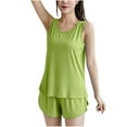 thumbnail image 3 of Bovxnpu Womens Plus Size Pajama Sets, 2 Piece Loungewear For Women, Fashion Women Solid Color Sleeveless Camisole Elastic Waist Shorts Pajama Set XXXL, 3 of 4