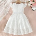 thumbnail image 6 of ZACPNCV Toddler Girls Tutu Dresses Party Formal Birthday Summer Puff Short Sleeve Tulle Little Girls Dress White 7-8 Years, 6 of 9