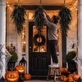 thumbnail image 4 of Halloween Black Artificial Eucalyptus Wall Hanging Stem Faux Floral Spooky Home Decor Creepy for Door Mantel Party Indoor, Black #4, 31.5in, 2 pcs, 4 of 8