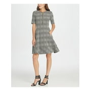 DKNY Womens Black Printed Long Sleeve Above The Knee Fit + Flare Dress Size: 4