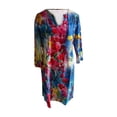 thumbnail image 4 of Robes pour Filles Femmes Mode Décontractée Imprimé Floral Ample Grande Taille Col en V Mi-Longue Robe en Liquidation, 4 of 6