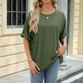 thumbnail image 6 of Women's Fashion Casual Solid Color Round Neck Loose Short Sleeved T Shirt Top Short Sleeve T Shirts for Women Athletic Wear for Woman Women's Loose Fit Tees Tops for Leggings Short Sleeve Our Womens, 6 of 7