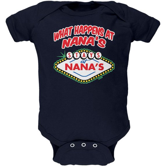 What Happens Stays at Nana's Soft Baby One Piece Navy 24 Month