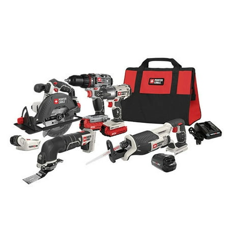 PORTER CABLE 20-Volt Max Lithium-Ion 6 Tool Combo Kit, PCCK617L6