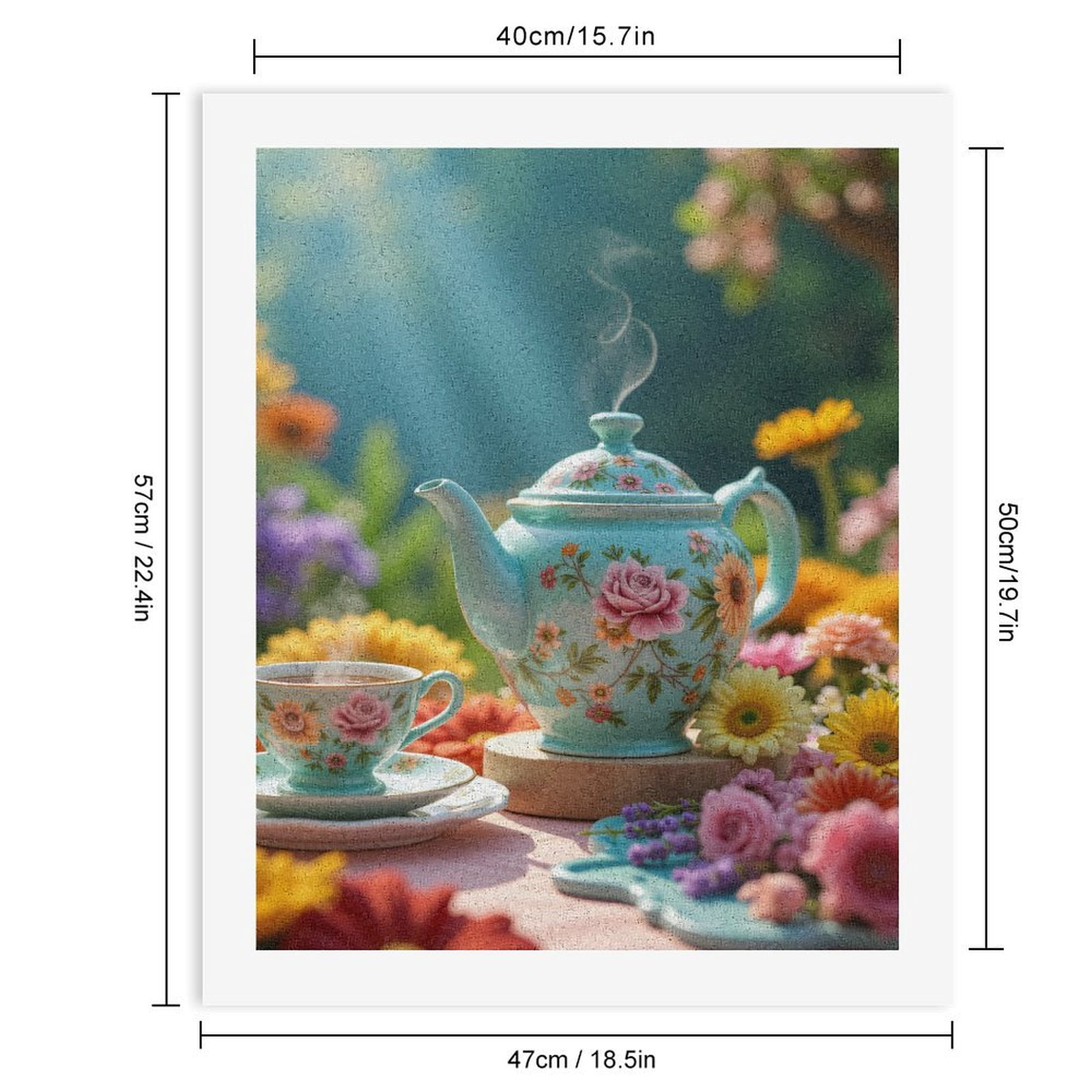 Paint by Numbers Kit for Adults, Floral Teapot Set In Garden Light Paint by Numbers, Easy Paint by Numbers Kit for Adults Beginner, DIY Adult Paint by Number Kits on Canvas, 12x16in Home Decor