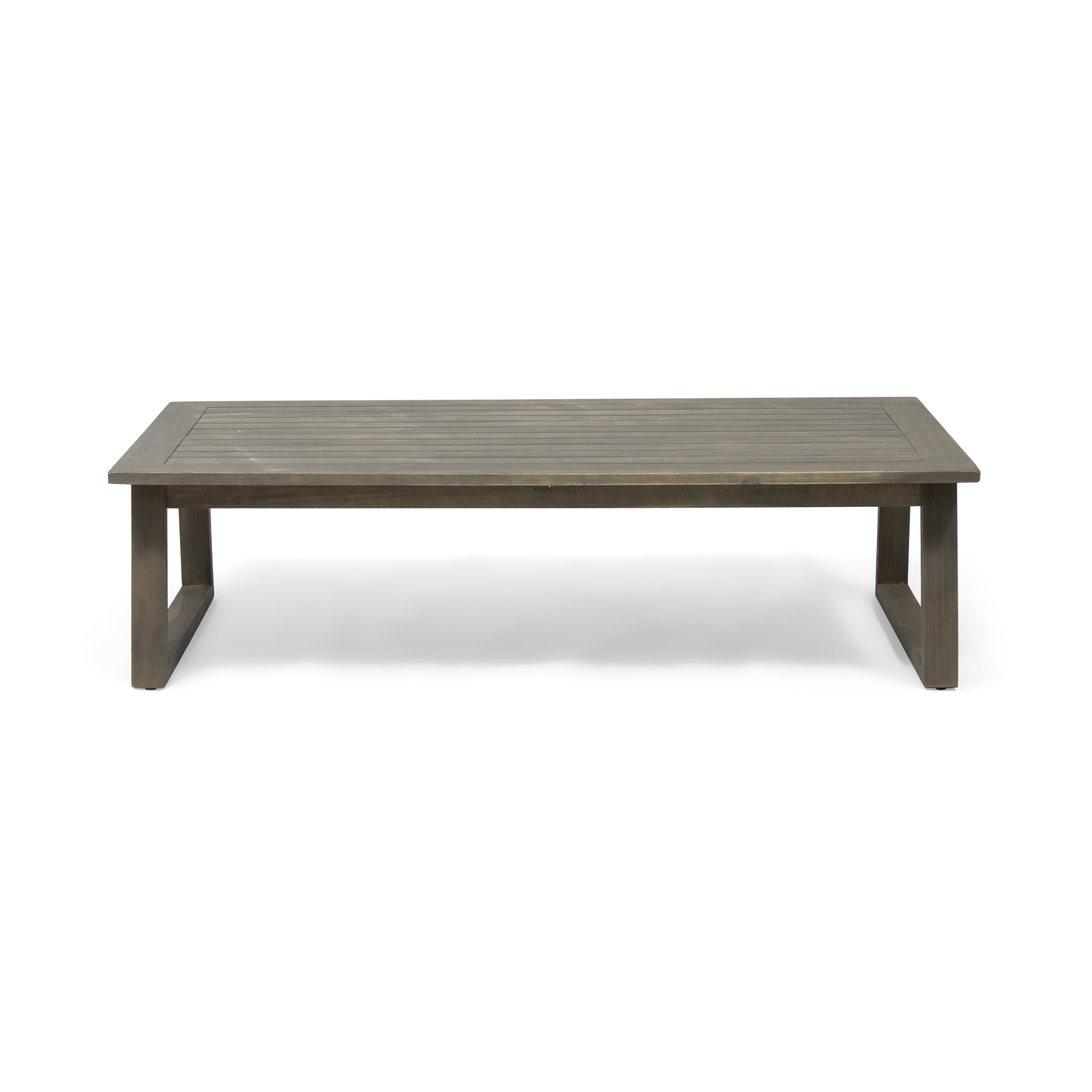 Outdoor Double Sofa and Coffee Table Leisure Set, Acacia Wood Frame Combination Furniture for Patio Garden, Gray and Light Gray