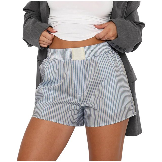 Daznico Shorts de Pyjama Rayés Doux pour Femmes, Bas de Pyjama Mignons, Taille TG