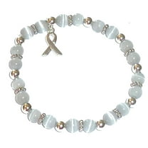 Brain Cancer Bracelet - Grey Cancer Awareness Stretch Bracelet - Fits Adults - Packaged