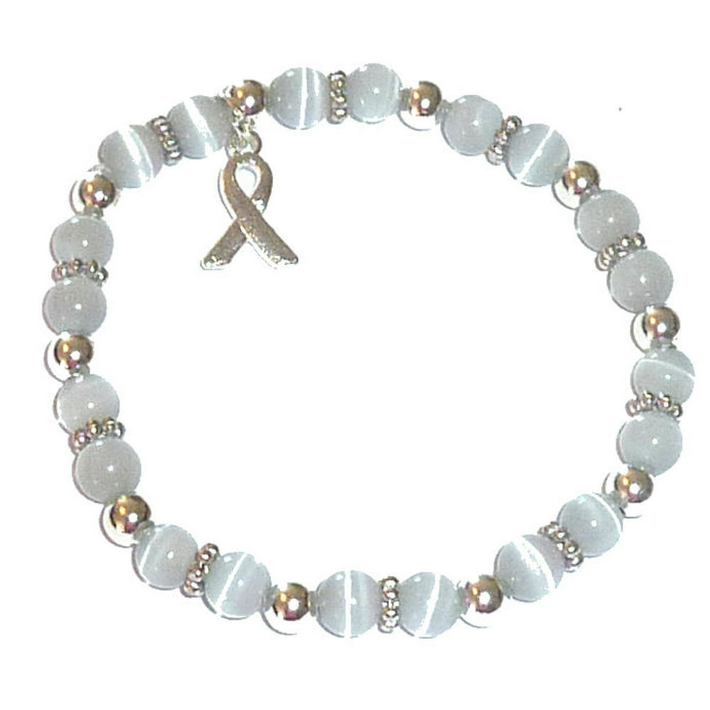 Hidden Hollow Beads Brain Cancer Bracelet Grey Cancer Awareness
