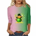 thumbnail image 2 of Meichang Hauts à Manches 3/4 pour Femmes Chemises de la Saint-Patrick Imprimé Trèfle Vert Décontracté Coupe Ample Col Rond Blouses de Vacances, 2 of 5