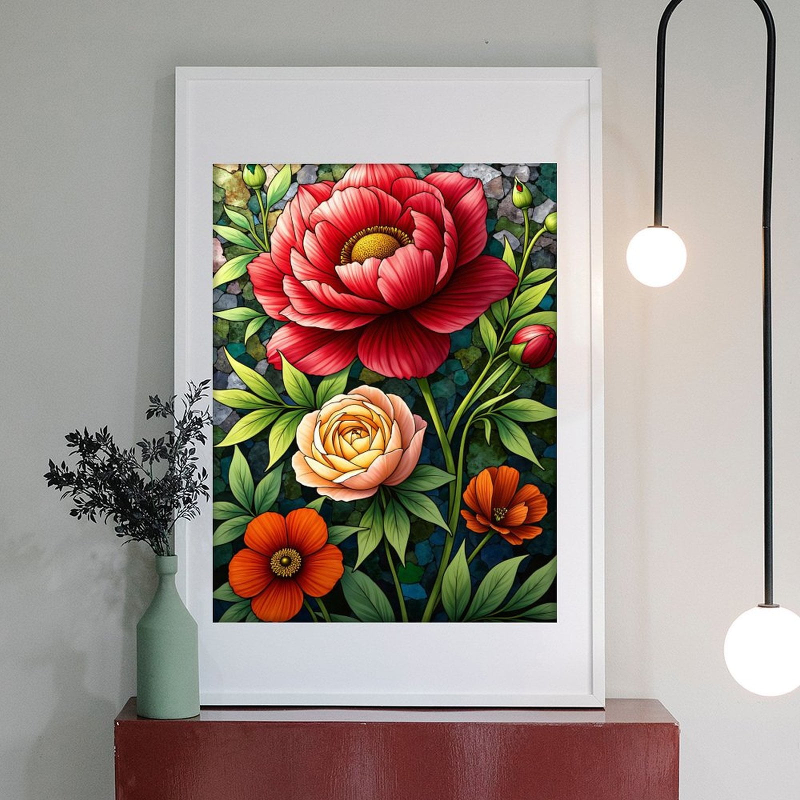 Diamond Art Kit for Adults, Vibrant Floral Mosaic Artistry Diamond Painting for Adults Beginners, 5D DIY Diamond Art Painting Kits, Colorful Diamond Painting Craft for Home Decor 12x16