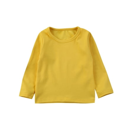 

Fullvigor Baby Boy Girl Basic Solid Plain Cotton T Shirts Long Sleeve Pullover Tops
