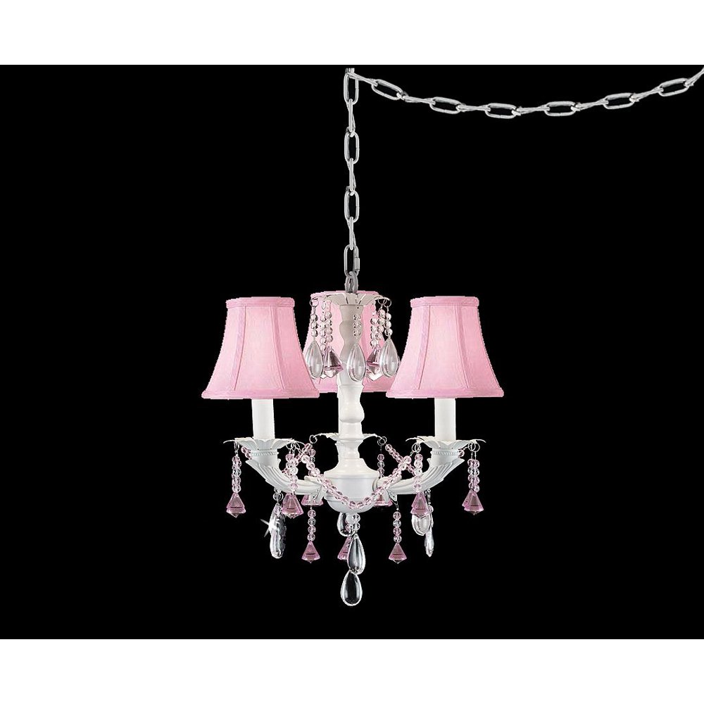 Pretty in Pink Swag Style PlugIn Mini Chandelier