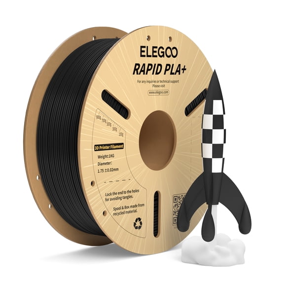 ELEGOO Papid PLA Plus 3D Printer Filament 1.75mm Black 1KG