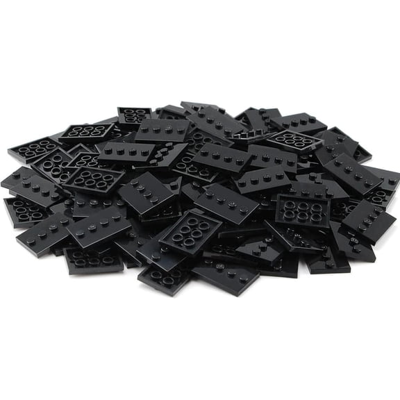 120pcs Plates Parts Tile Modified 3x4 with 4 Studs in Center Black Compatible with Figure Display Base Collector Series Pack Set 88646