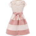 thumbnail image 2 of Big Girls' Lace Top Stripe Skirt Necklace Flowers Girls Dresses Blush 12 (J20KS16), 2 of 3